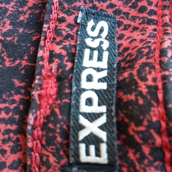 Express red snakeskin print skinny jeans - Picture 2 of 4